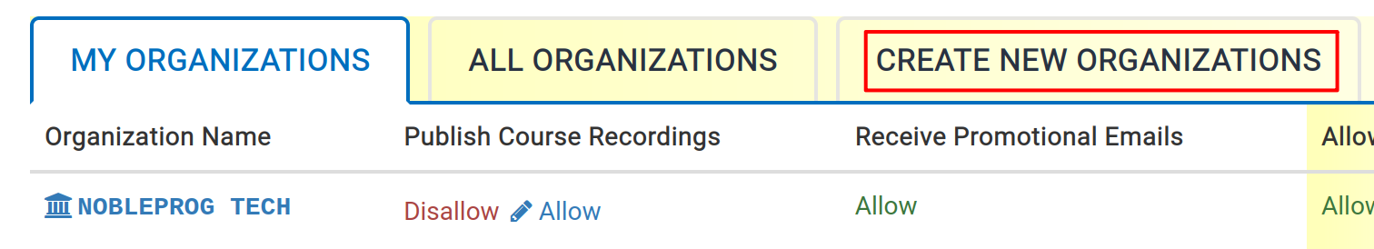 Créer une organisation
