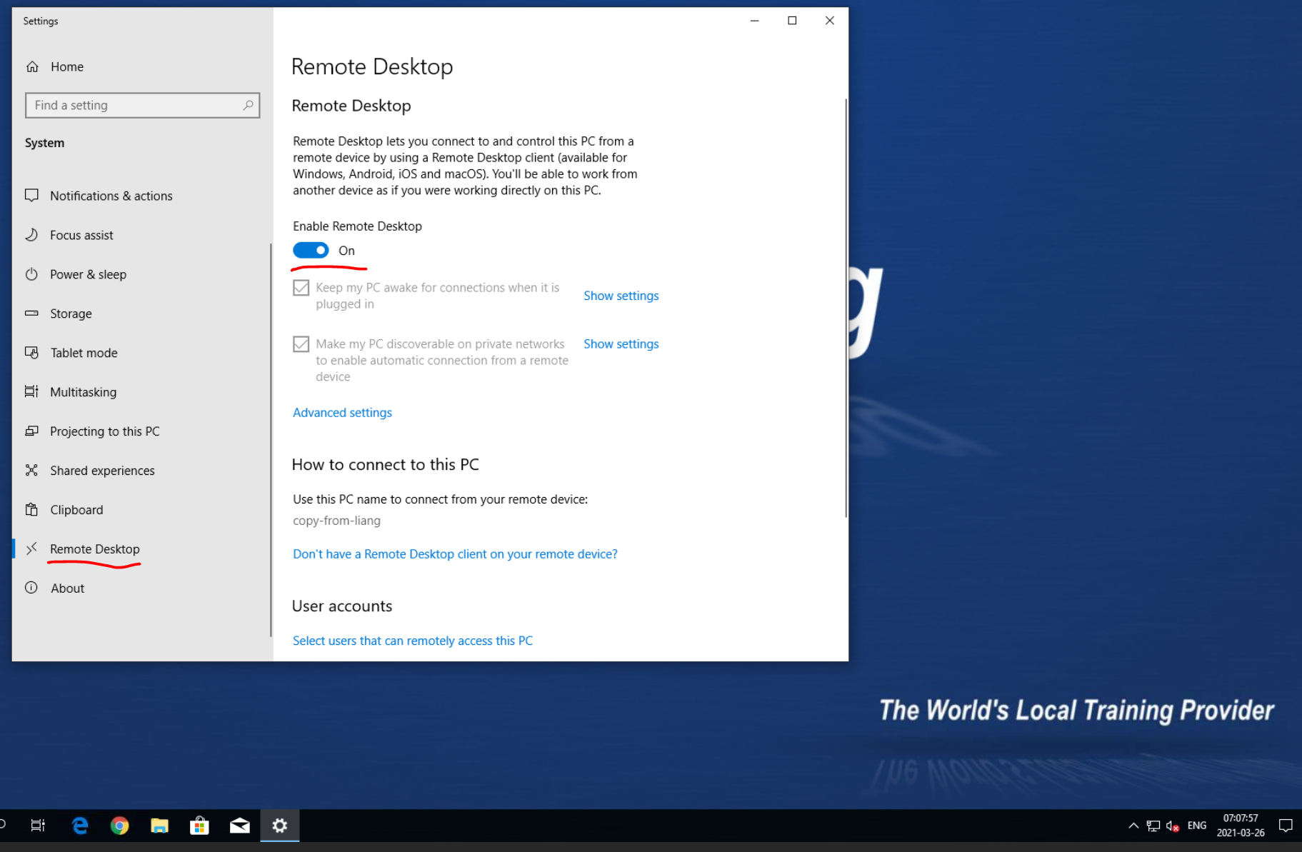 Validez et définissez un mot de passe dans votre machine Windows DD
