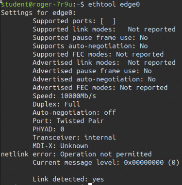Propriétés supplémentaires ethtool