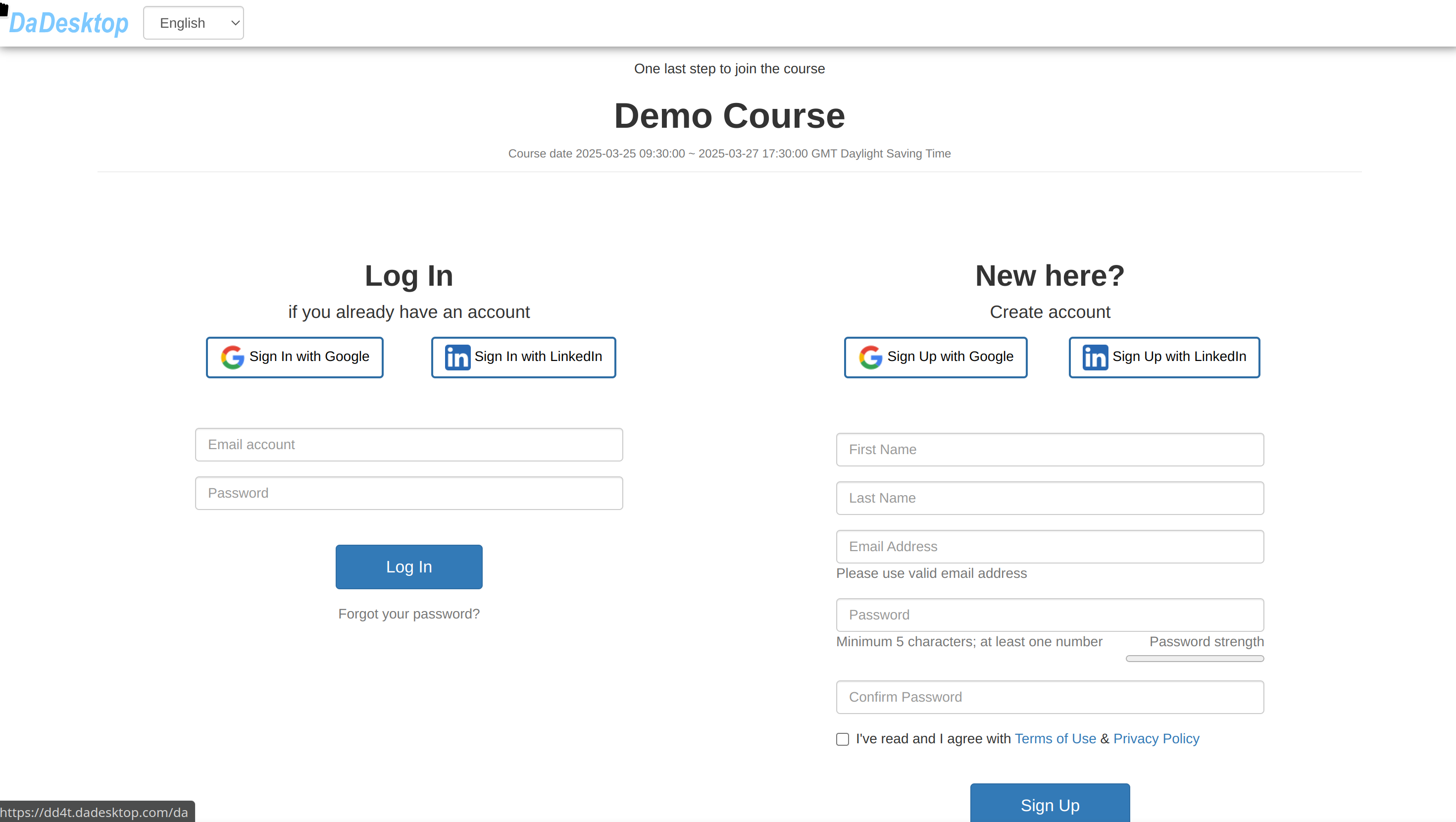 Créer un compte / Se connecter au cours