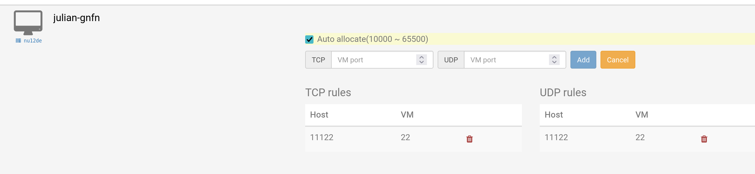 Redirection de port - Allocation automatique