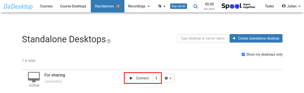 Se connecter au Standalone